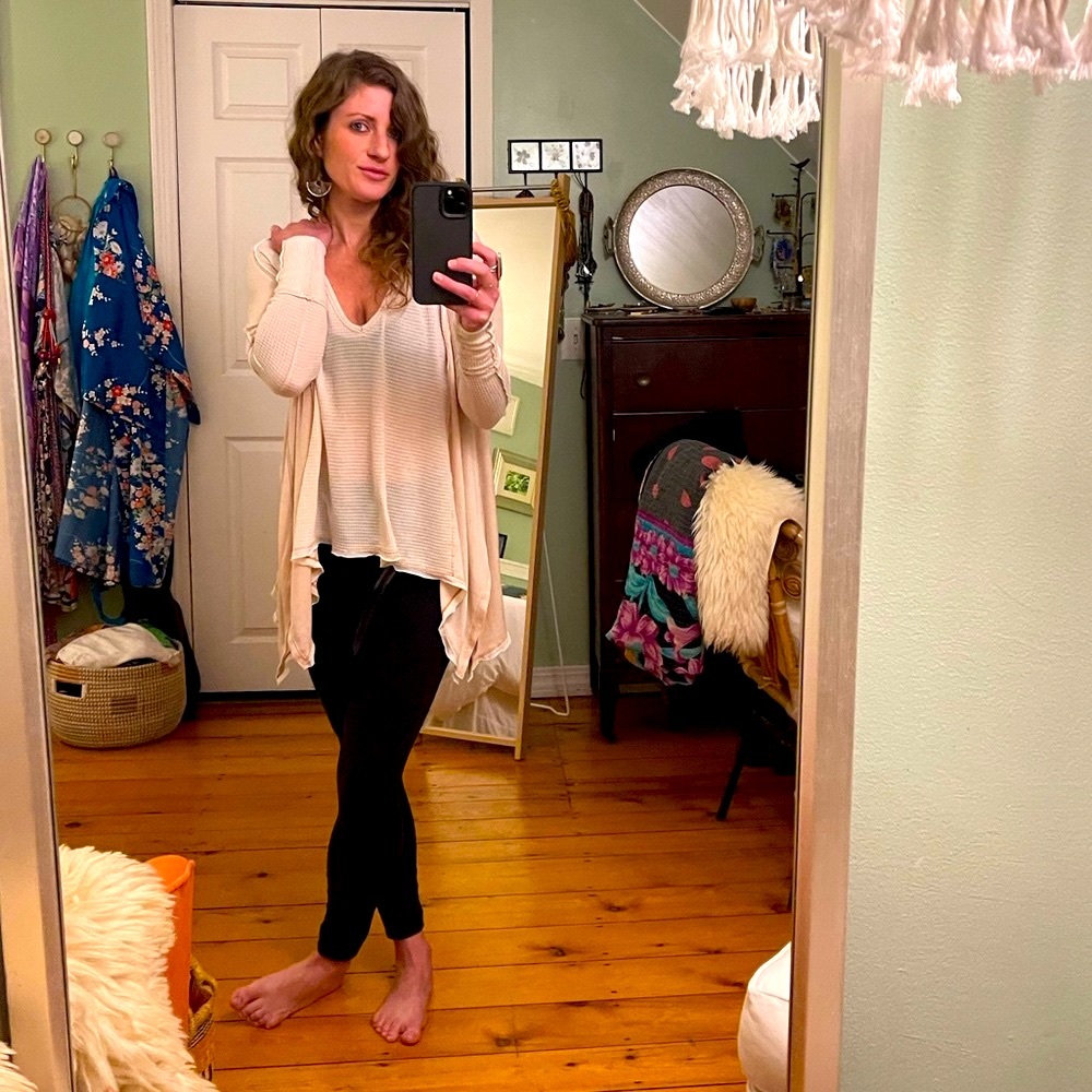 Free People Waffle Knit Drapey Top XS